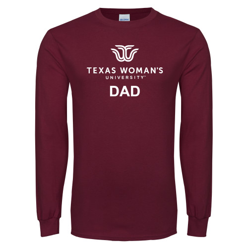  Maroon Long Sleeve T-Shirt - Dad Institutional Logo
