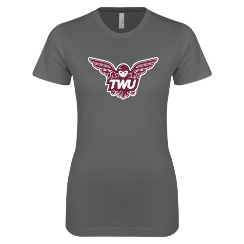  Next Level Womens Charcoal Boyfriend Tee - Owl TWU