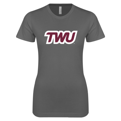  Next Level Womens Charcoal Boyfriend Tee - TWU Typeface