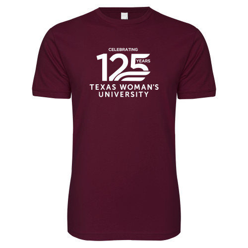  Next Level Maroon SoftStyle T Shirt - TWU Celebrating 125 Years Stacked