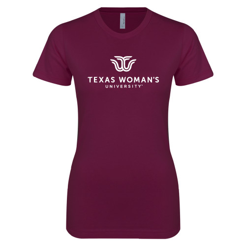  Next Level Womens Maroon Boyfriend Tee - Institutional Logo