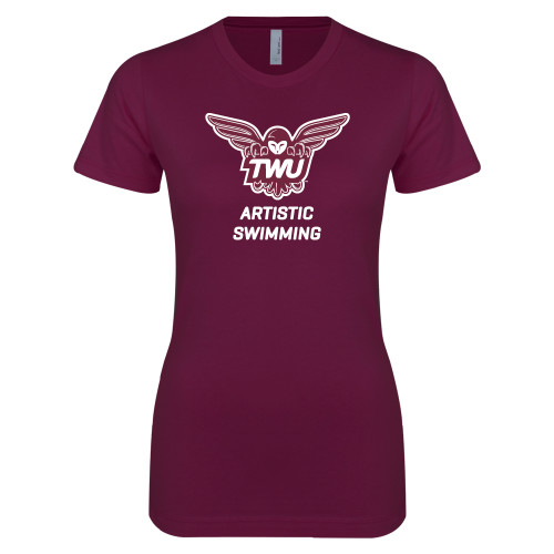  Next Level Womens Maroon Boyfriend Tee - Artistic Swimming