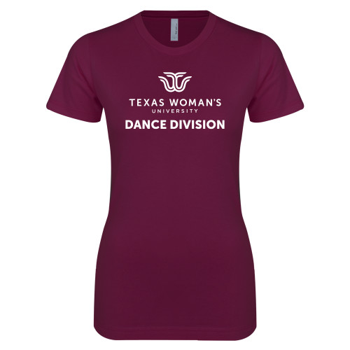  Next Level Womens Maroon Boyfriend Tee - TWU Dance Division