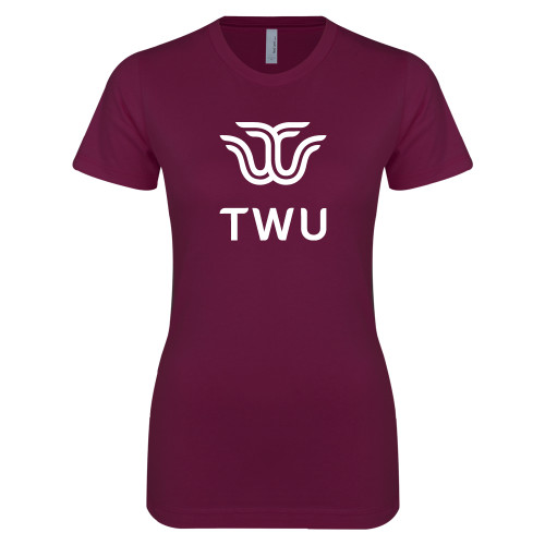  Next Level Womens Maroon Boyfriend Tee - Institutional TWU