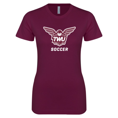  Next Level Womens Maroon Boyfriend Tee - Soccer