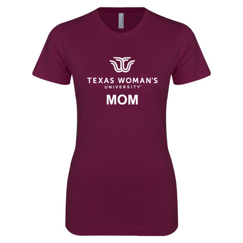  Next Level Womens Maroon Boyfriend Tee - Mom Institutional Logo