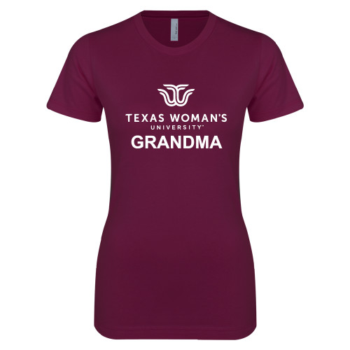  Next Level Womens Maroon Boyfriend Tee - Grandma Institutional Logo