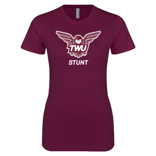  Next Level Womens Maroon Boyfriend Tee - STUNT