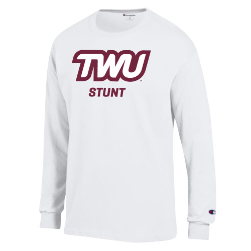  Champion White Long Sleeve T Shirt - TWU Stunt