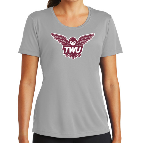  Womens Grey Performance Short Sleeve Tee - Owl TWU
