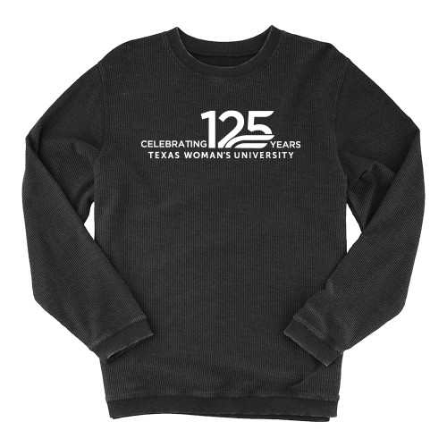  Boxercraft Womens Black Corded Crew - TWU Celebrating 125 years Flat Mark