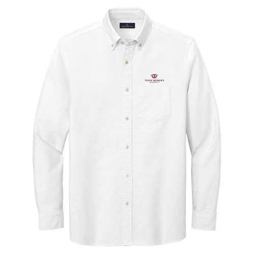  Brooks Brothers Mens White Casual Oxford Cloth Shirt - Institutional Logo