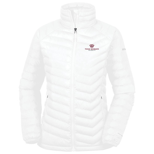  Columbia Womens White Powder Lite Jacket - Institutional Logo
