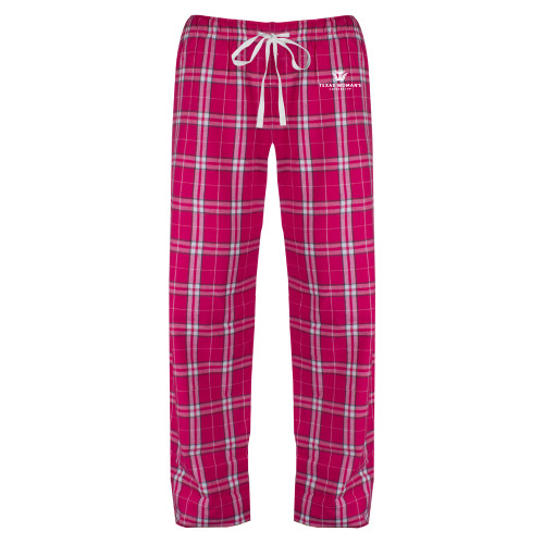  Womens Dark Fuchsia/White Flannel Pajama Pant - Institutional Logo