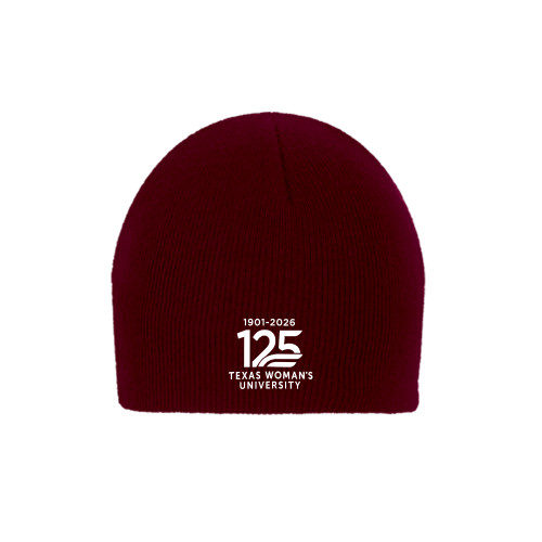  Maroon Knit Beanie - Texas Womans University 125 years