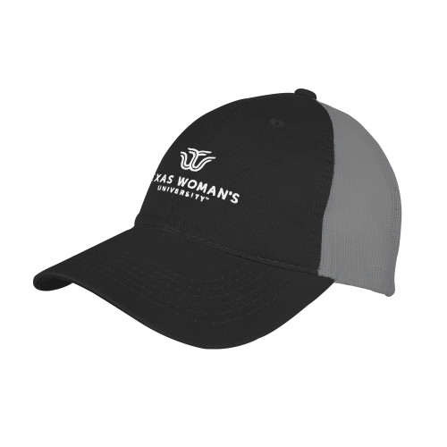  Black/Charcoal Mesh Back Unstructured Low Profile Hat - Institutional Logo
