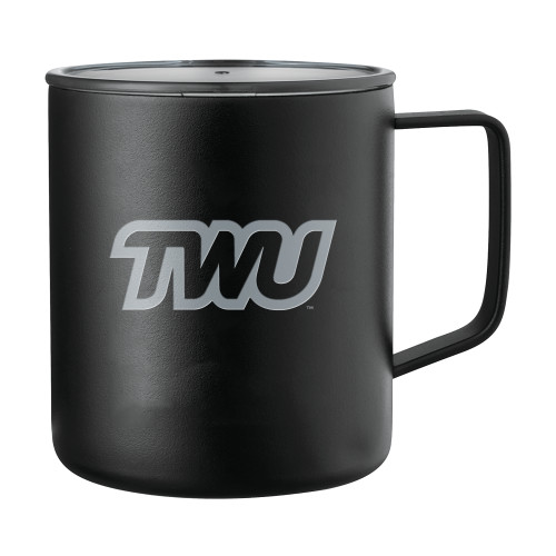  Rover Camp Vacuum Insulated Black Mug 14oz - TWU Typeface Engraved
