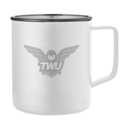  Rover Camp Vacuum Insulated White Mug 14oz - Owl TWU Engraved