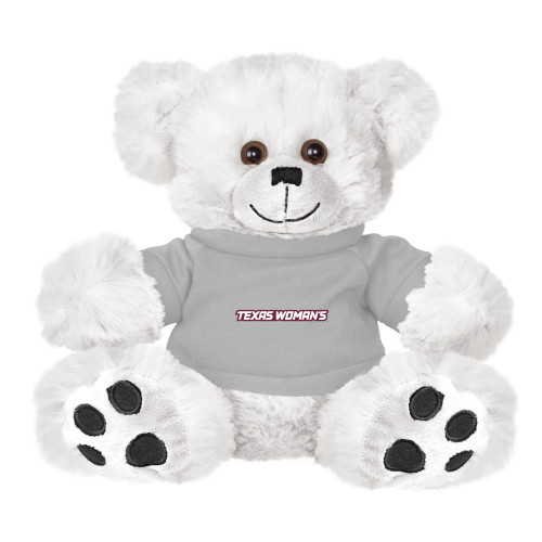  Plush Big Paw 8 1/2 inch White Bear w/Grey Shirt - Texas Womans Typeface