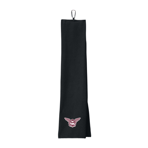  Black Waffle Microfiber Golf Towel - Owl TWU