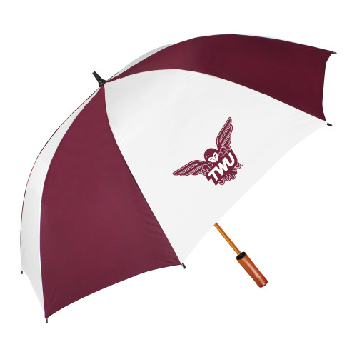  64 Inch Maroon/White Umbrella - Owl TWU