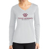 Thumbnail image for  Womens White Performance Long Sleeve V Neck Shirt