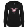 Thumbnail image for  ENZA Womens Black V Notch Raw Edge Fleece Hoodie