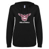 Thumbnail image for  ENZA Womens Black V Notch Raw Edge Fleece Hoodie