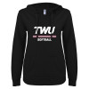 Thumbnail image for  ENZA Womens Black V Notch Raw Edge Fleece Hoodie