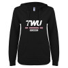 Thumbnail image for  ENZA Womens Black V Notch Raw Edge Fleece Hoodie