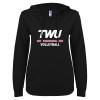 Thumbnail image for  ENZA Womens Black V Notch Raw Edge Fleece Hoodie