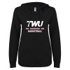 Thumbnail image for  ENZA Womens Black V Notch Raw Edge Fleece Hoodie