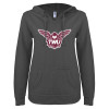 Thumbnail image for  ENZA Womens Dark Heather V Notch Raw Edge Fleece Hoodie