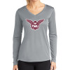 Thumbnail image for  Womens Grey Performance Long Sleeve V Neck Shirt