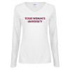 Thumbnail image for  Womens White Long Sleeve V Neck Tee