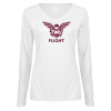 Thumbnail image for  Womens White Long Sleeve V Neck Tee 