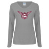 Thumbnail image for  Womens Grey Long Sleeve V Neck Tee 
