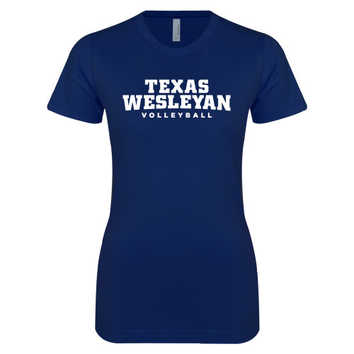  Next Level Womens Navy Boyfriend Tee - Volleyball