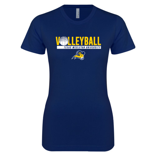 Next Level Womens Navy Boyfriend Tee - Texas Wesleyan University Volleyball
