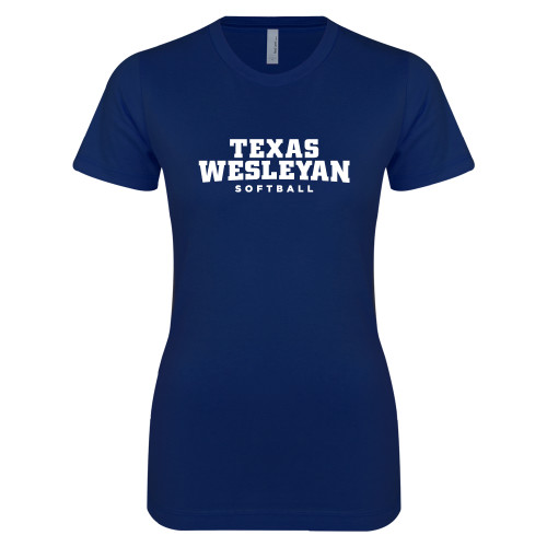  Next Level Womens Navy Boyfriend Tee - Softball
