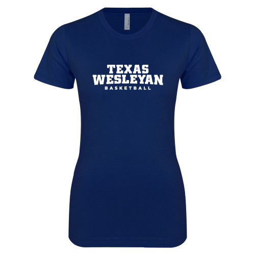  Next Level Womens Navy Boyfriend Tee - Basketball