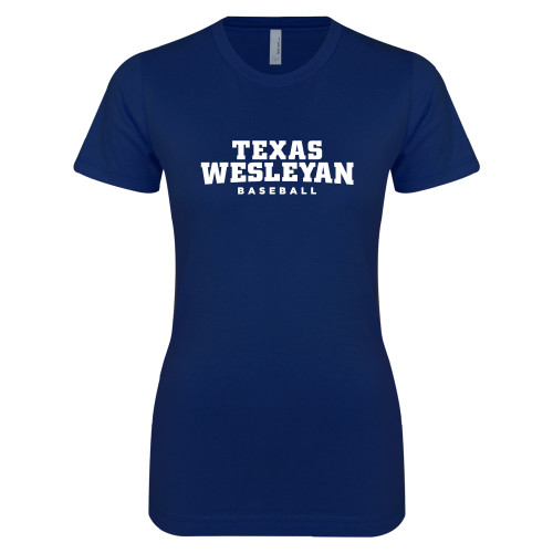  Next Level Womens Navy Boyfriend Tee - Baseball