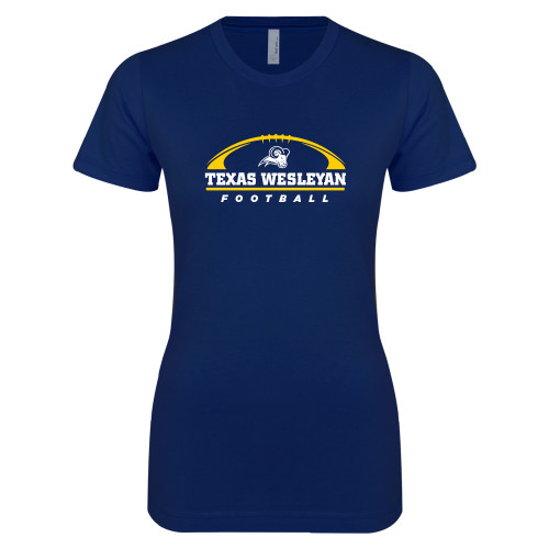  Next Level Womens Navy Boyfriend Tee - Football Design