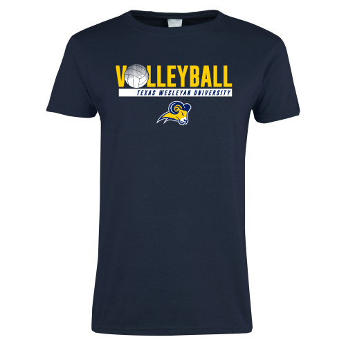  Womens Navy Short Sleeve Tee - Texas Wesleyan University Volleyball