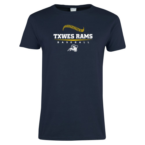  Womens Short Sleeve Navy Tee - Baseball Design