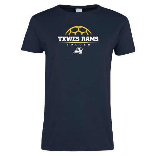  Womens Short Sleeve Navy Tee - Soccer Design