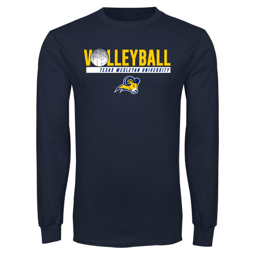  Navy Long Sleeve T Shirt - Texas Wesleyan University Volleyball