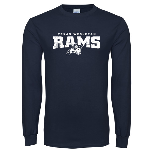  Navy Long Sleeve T-Shirt - Primary Mark Distressed