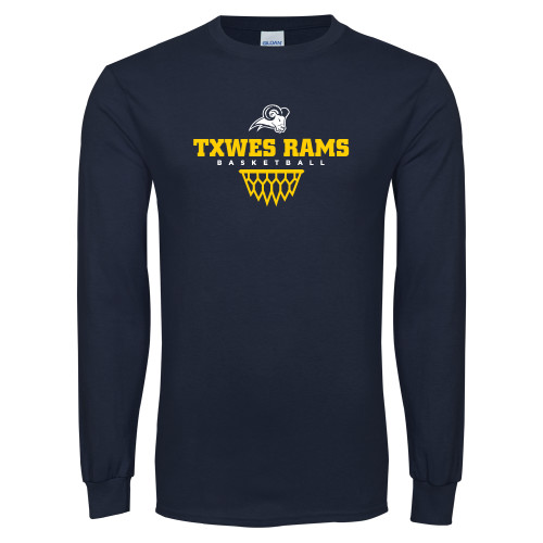  Navy Long Sleeve T-Shirt - Basketball Design