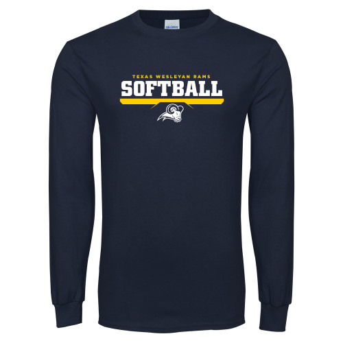  Navy Long Sleeve T-Shirt - Softball Design